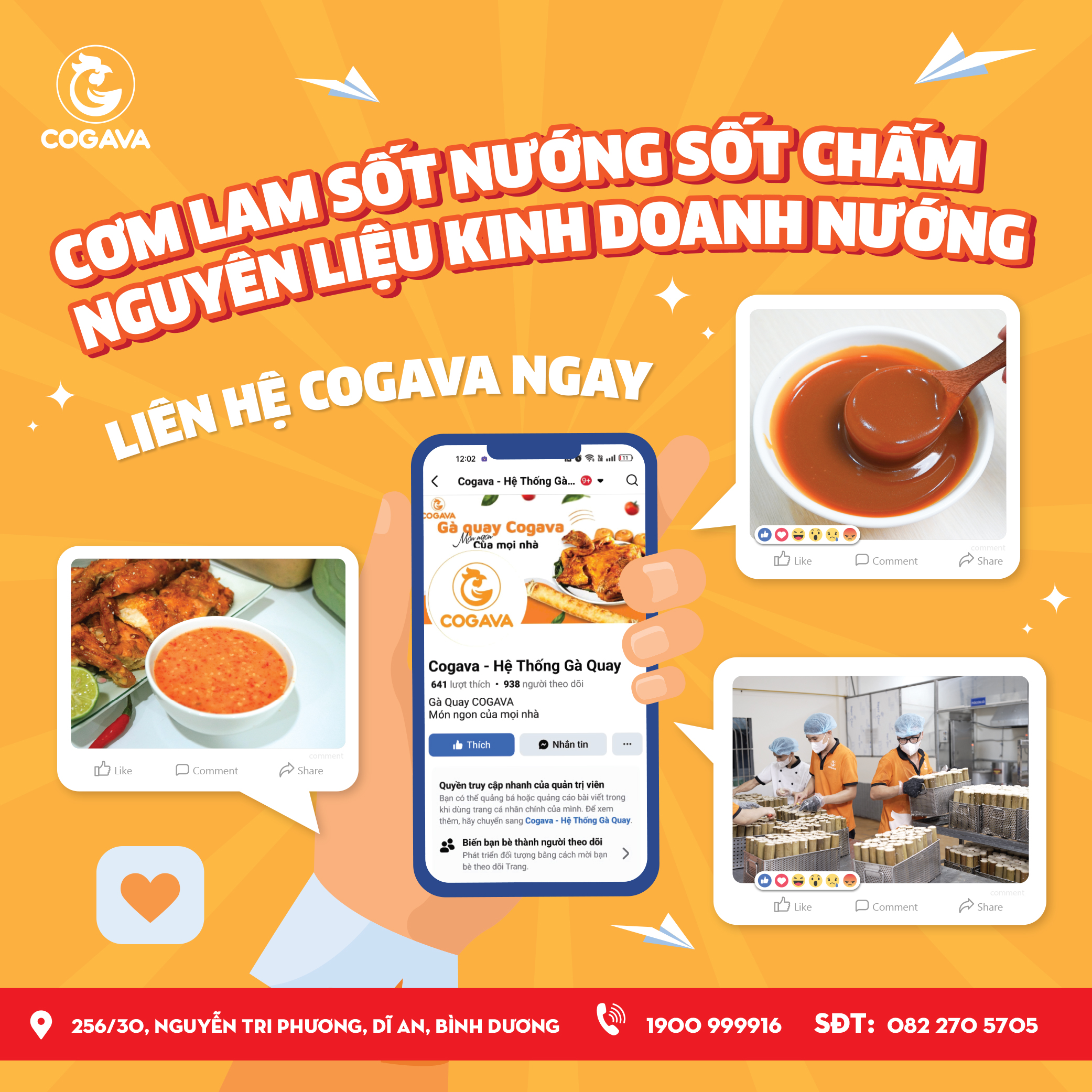 COGAVA, tổng kho sản xuất cơm lam, sốt nướng