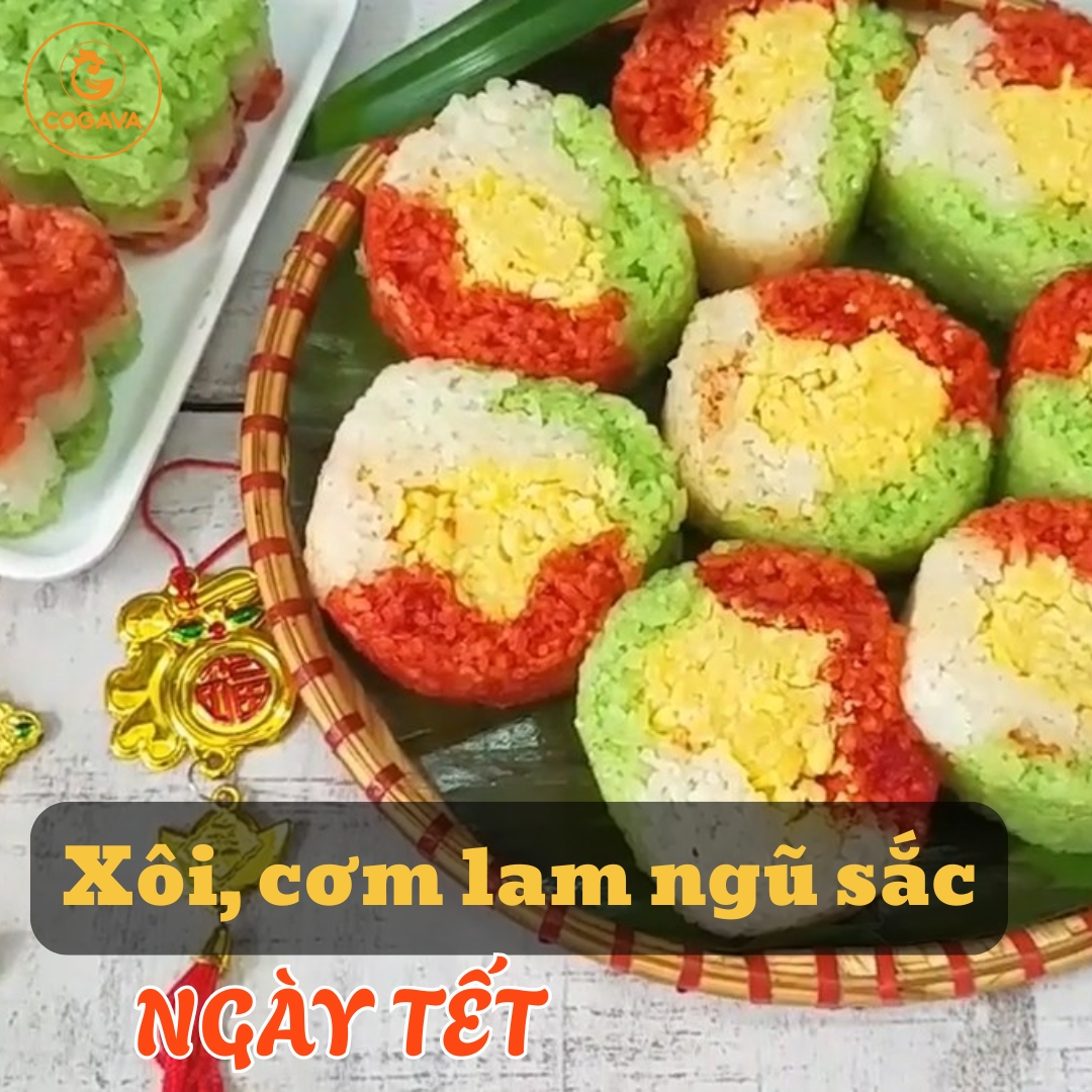 Xôi, cơm lam ăn kèm gà vịt, heo quay Tết 2026