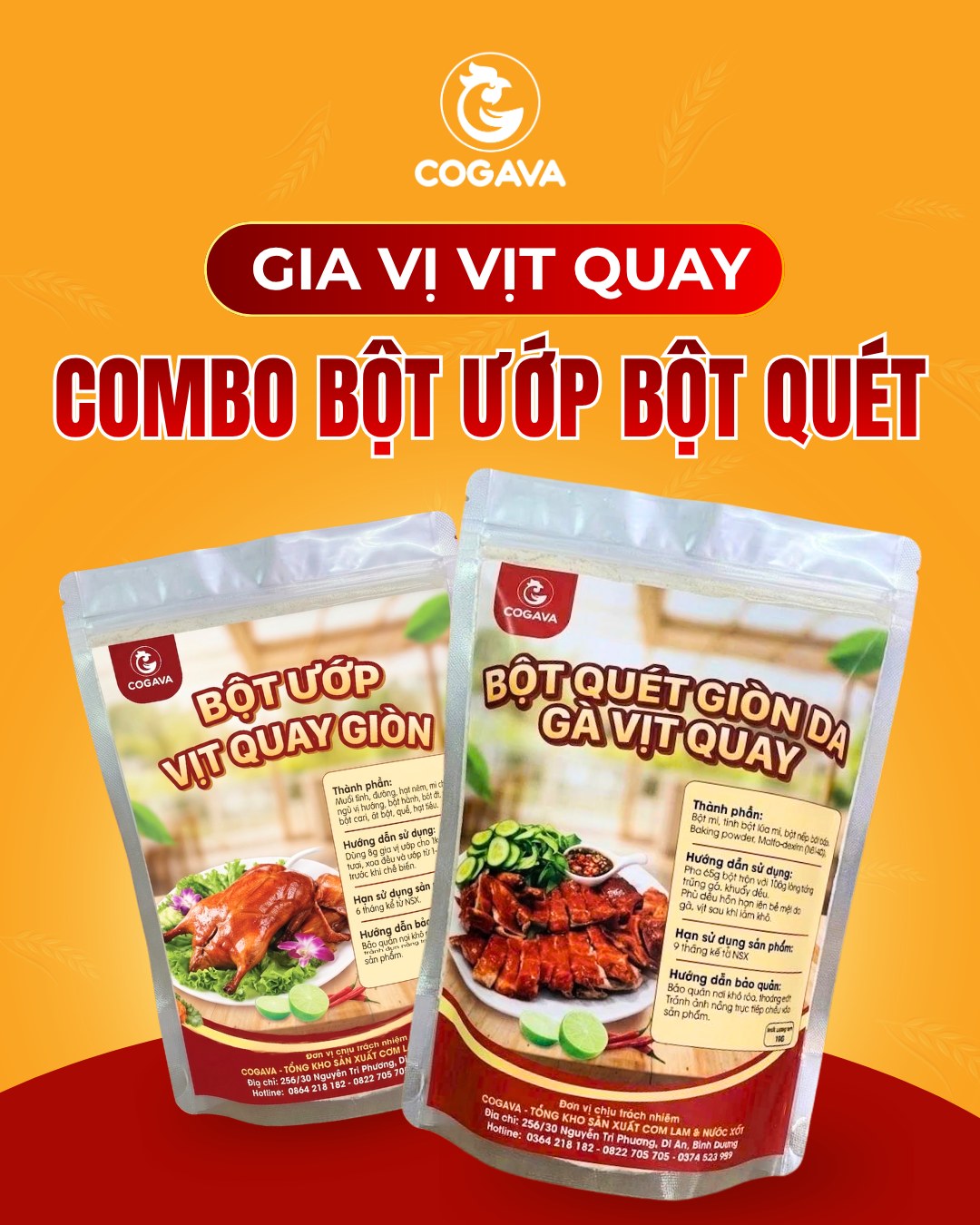 Combo bột ướp bột quét bột ướp vịt quay da giòn