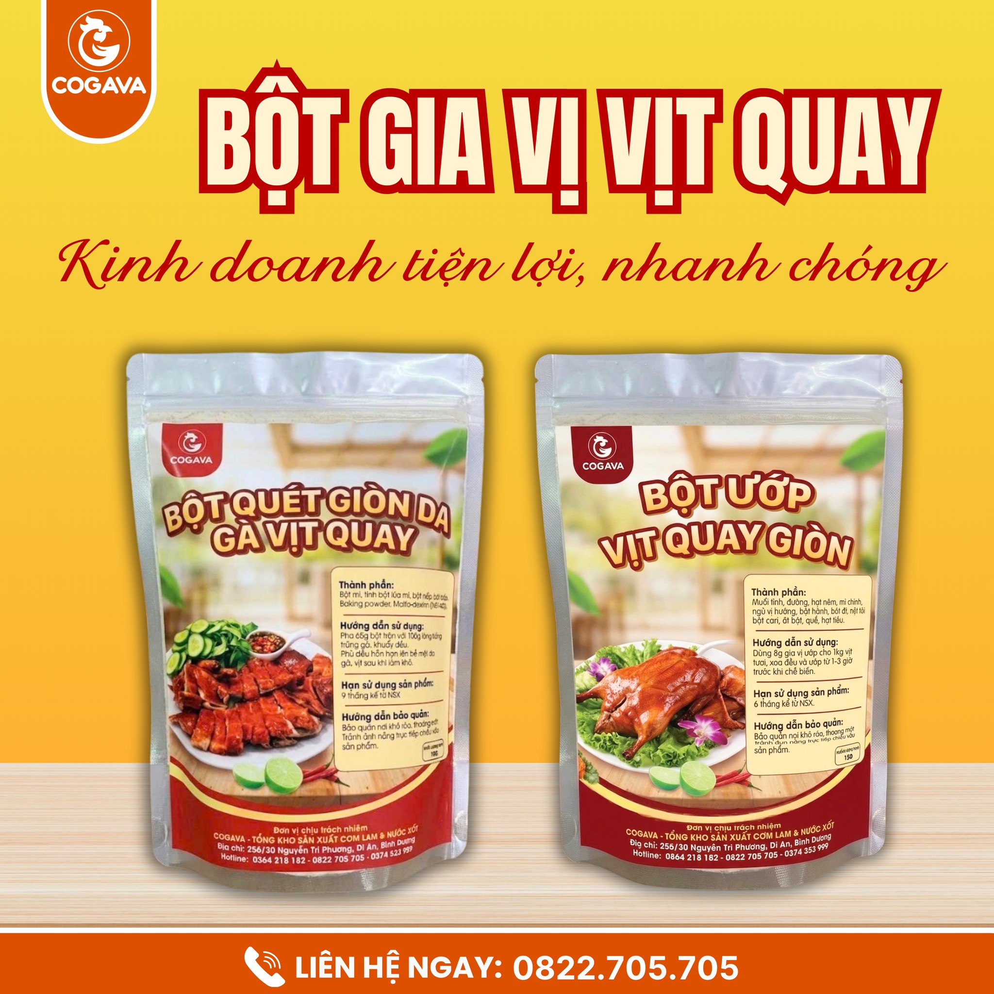 Bột gia vị vịt quay kinh doanh tiện lợi, nhanh chóng