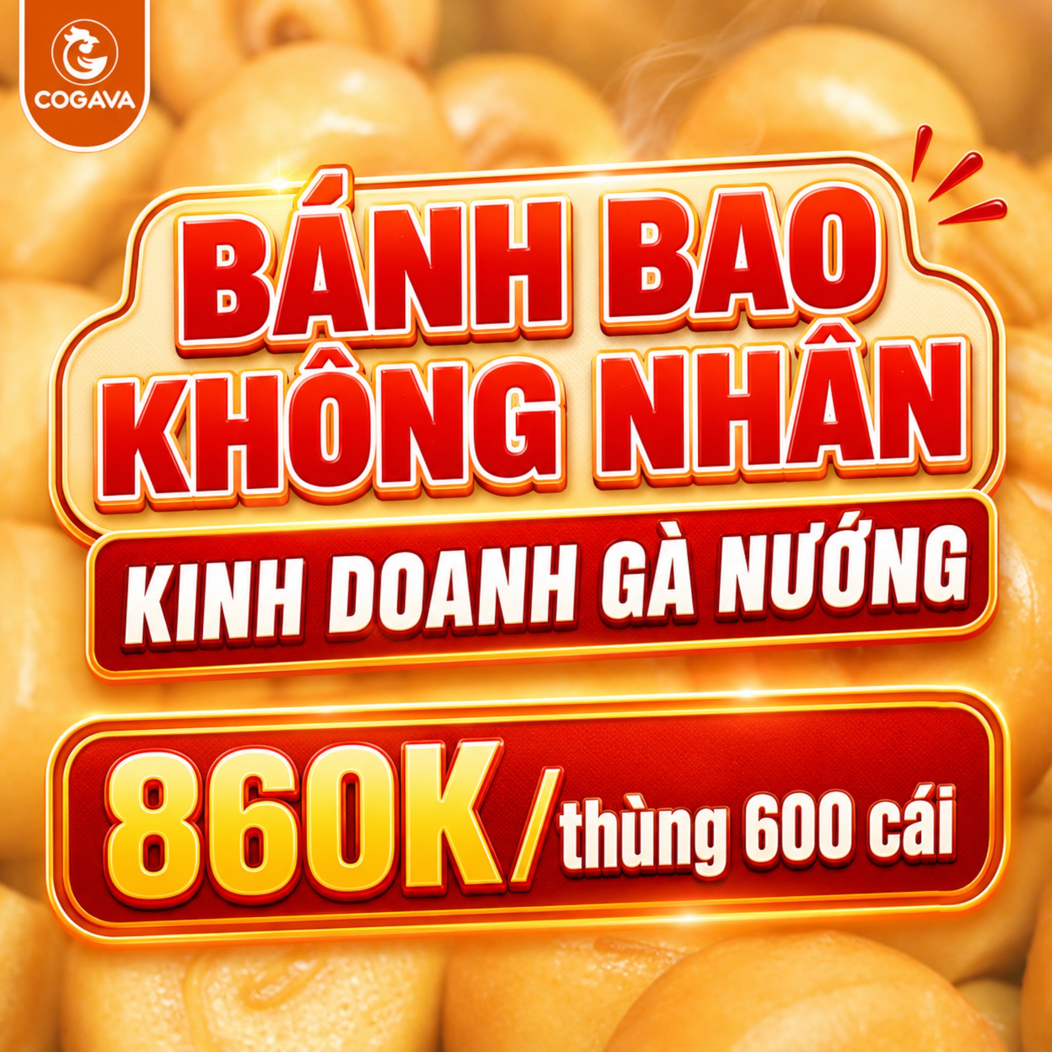 Bánh bao không nhân kinh doanh gà nướng giảm giá 860k/thùng 600 cái