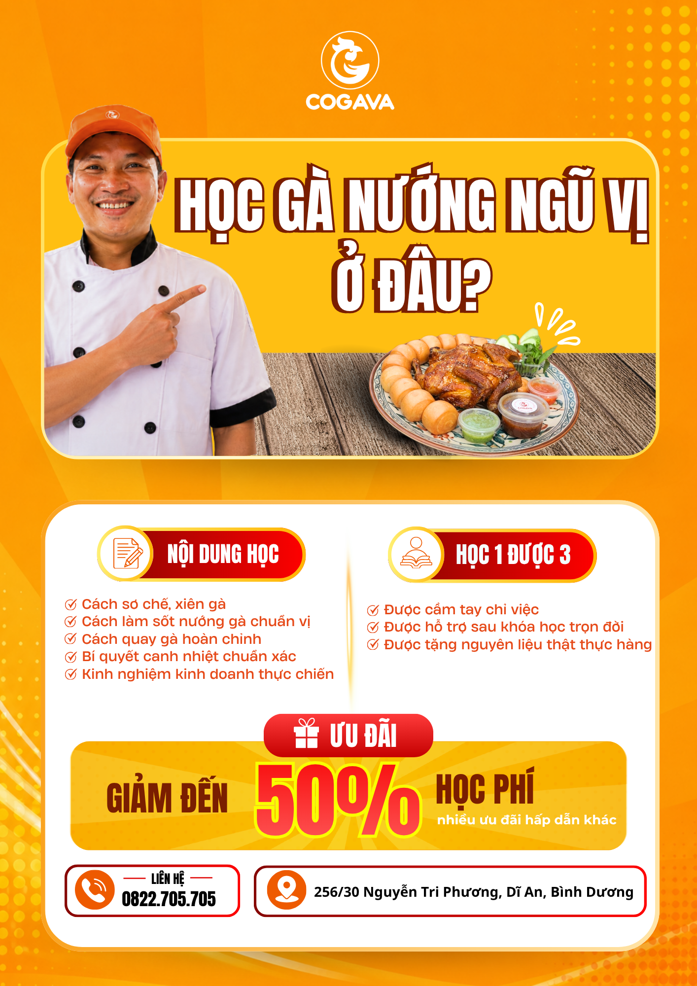 Học gà quay ngũ vị, gà quay mắm nhĩ tại COGAVA