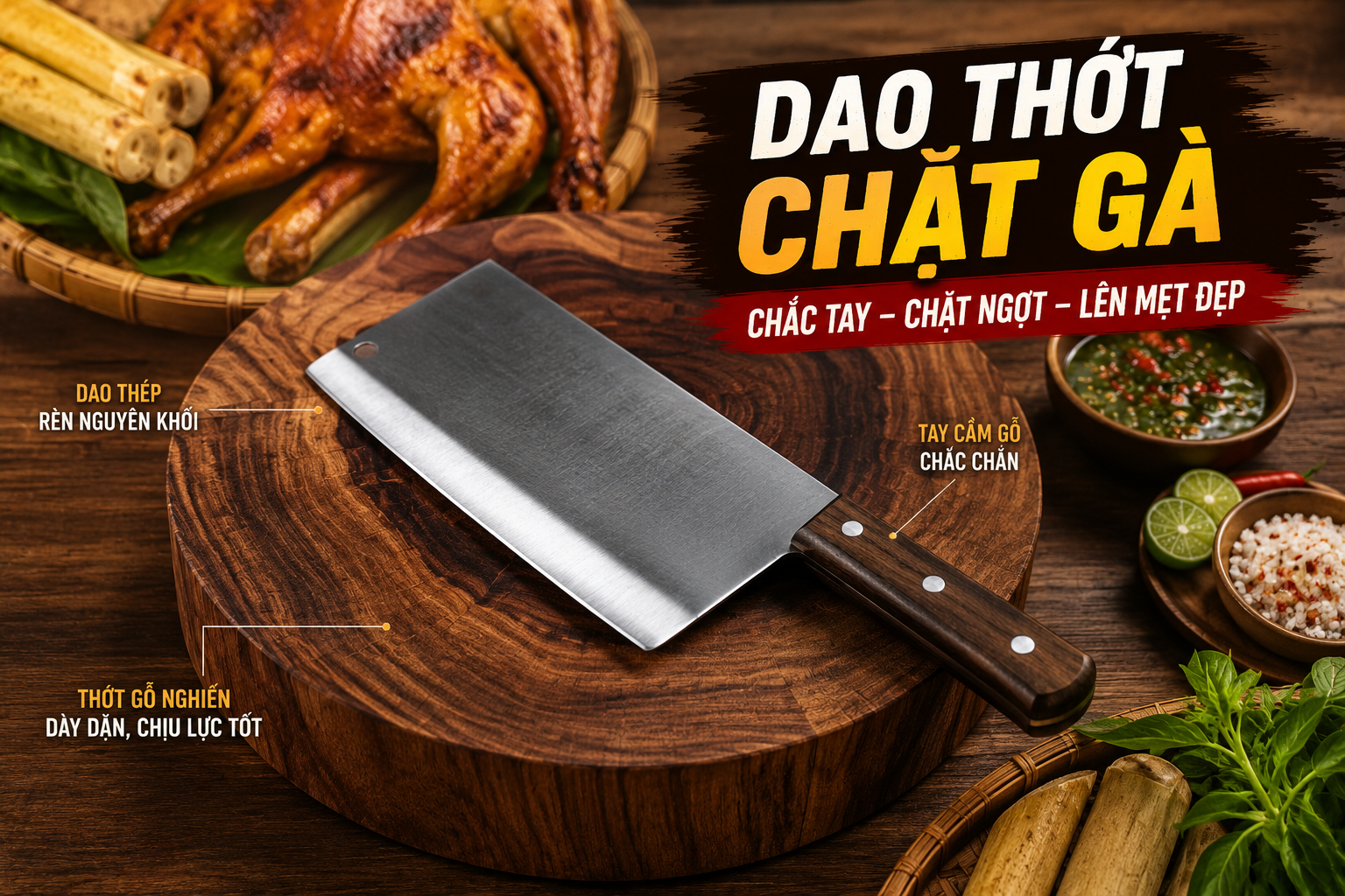Bộ dao thớt chặt gà chuyên dụng