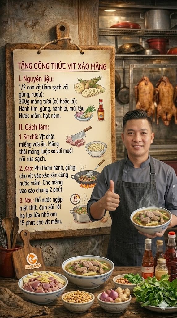 Công thức làm món vịt xáo măng