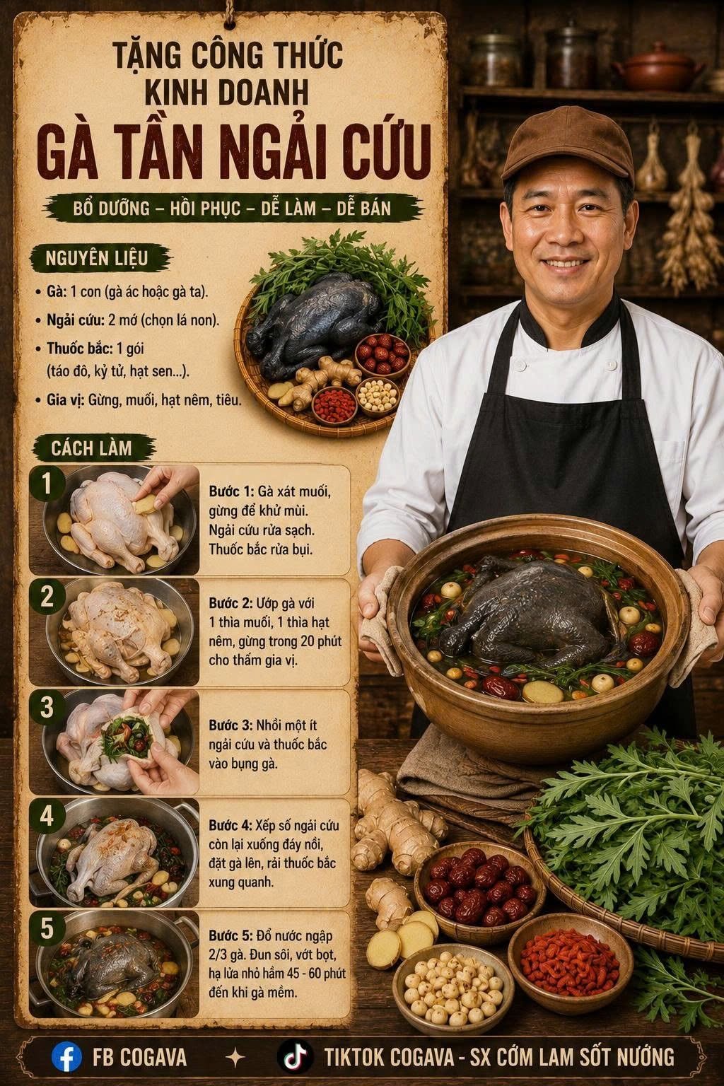 Công thức kinh doanh Gà Tần Ngải Cứu