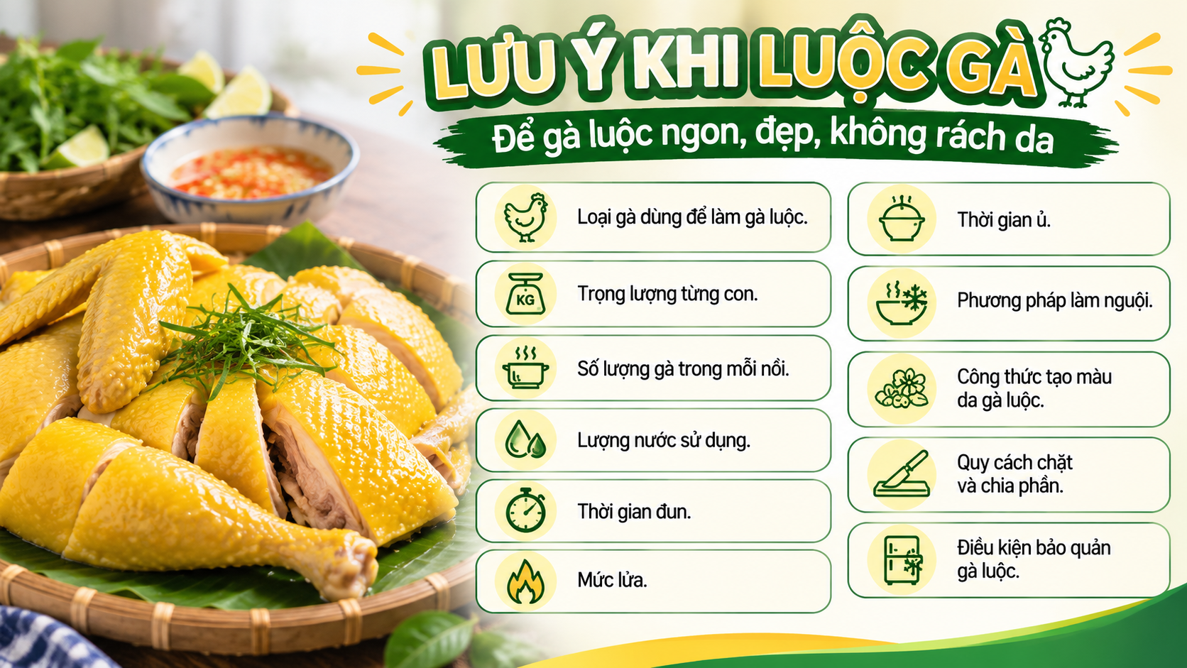 Lưu ý để làm gà luộc ngon, đơn giản, dễ làm