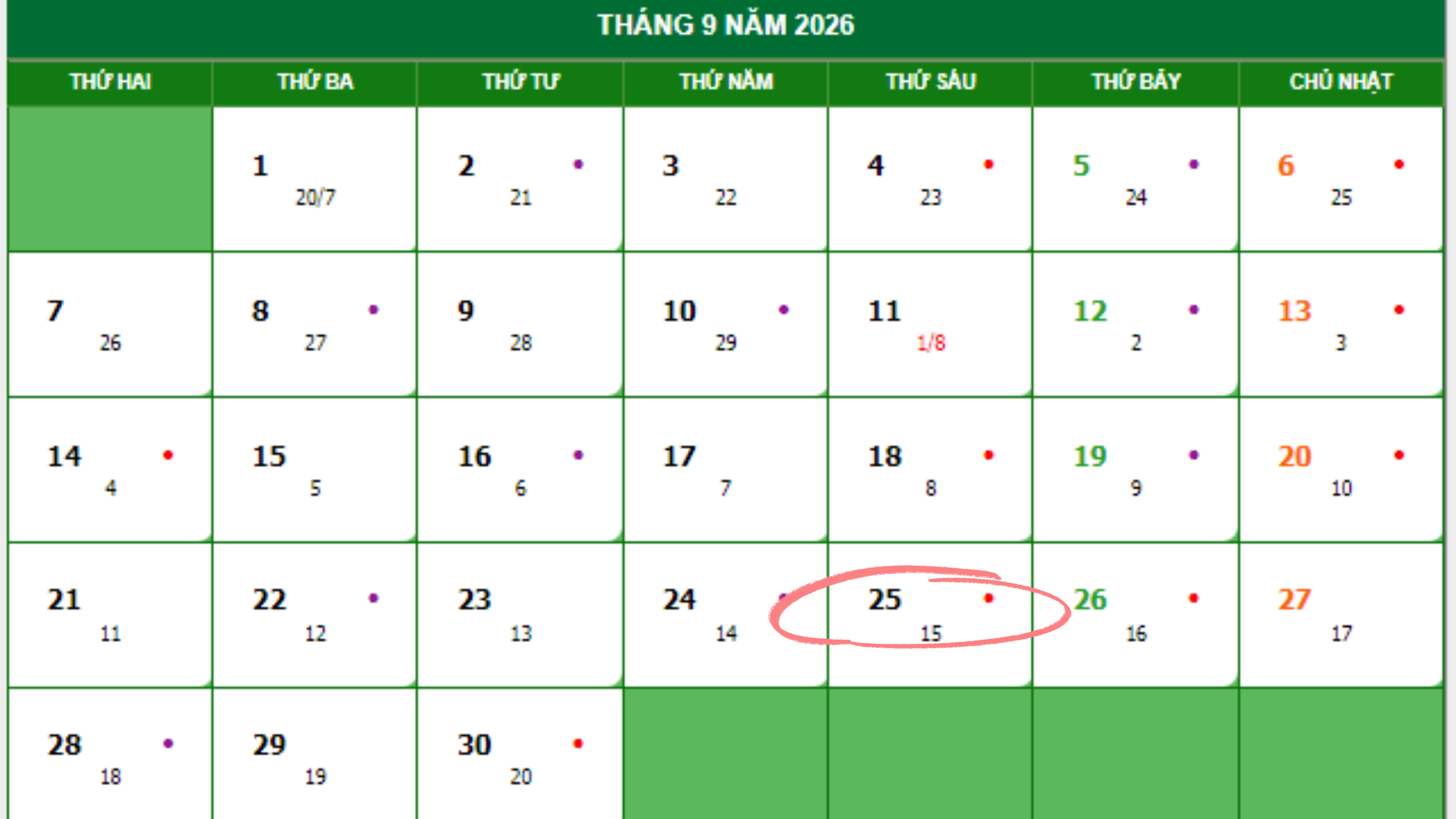Trung thu 2026 rơi vào ngày 25/9/2026 (Thứ Sáu, 15 Âm lịch)